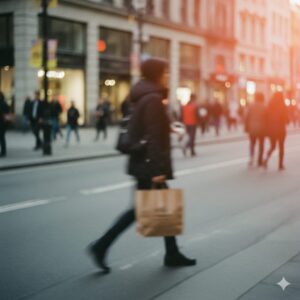 Adobe Fireflyで生成した、意図的な手ブレとピンボケを伴う人物写真